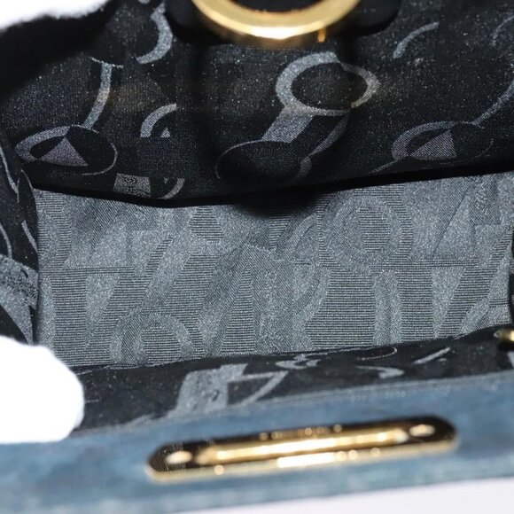 Salvatore Ferragamo Gancini Chain Shoulder Bag Suede Black Gold Auth 140965 - Picture 13 of 16